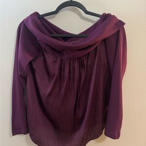 Loft size L Women's Purple Off-Shoulder Cowl Neck Blouse